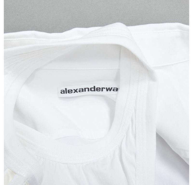 ALEXANDER WANG white illusion ribbed tank top wrap oversized shirt layered top S For Sale 6