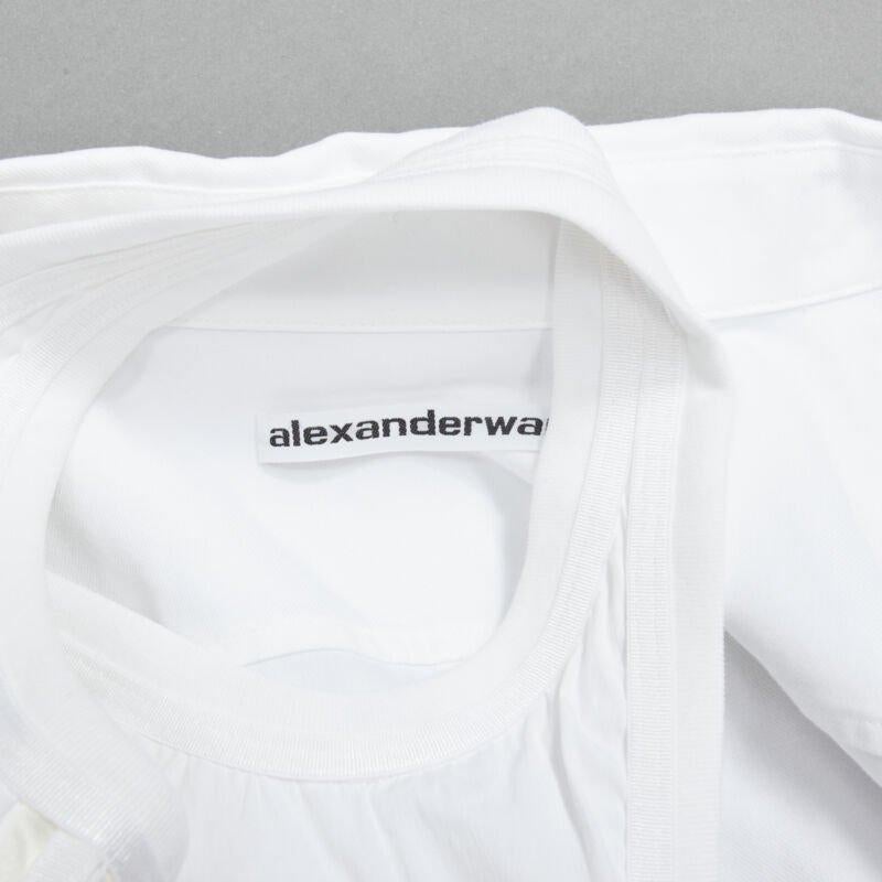 ALEXANDER WANG white illusion ribbed tank top wrap oversized shirt layered top S For Sale 6