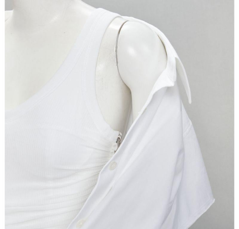 ALEXANDER WANG white illusion ribbed tank top wrap oversized shirt layered top S
Reference: ANWU/A00398
Brand: Alexander Wang
Designer: Alexander Wang
Material: Feels like cotton
Color: White
Pattern: Solid
Closure: Zip
Extra Details: Side zip