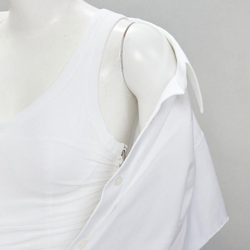 ALEXANDER WANG white illusion ribbed tank top wrap oversized shirt layered top S
Reference: ANWU/A00398
Brand: Alexander Wang
Designer: Alexander Wang
Material: Feels like cotton
Color: White
Pattern: Solid
Closure: Zip
Extra Details: Side zip