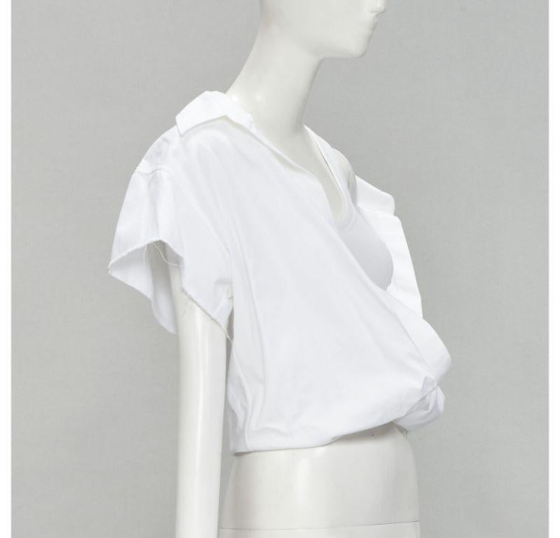 ALEXANDER WANG white illusion ribbed tank top wrap oversized shirt layered top S In Excellent Condition For Sale In Hong Kong, NT