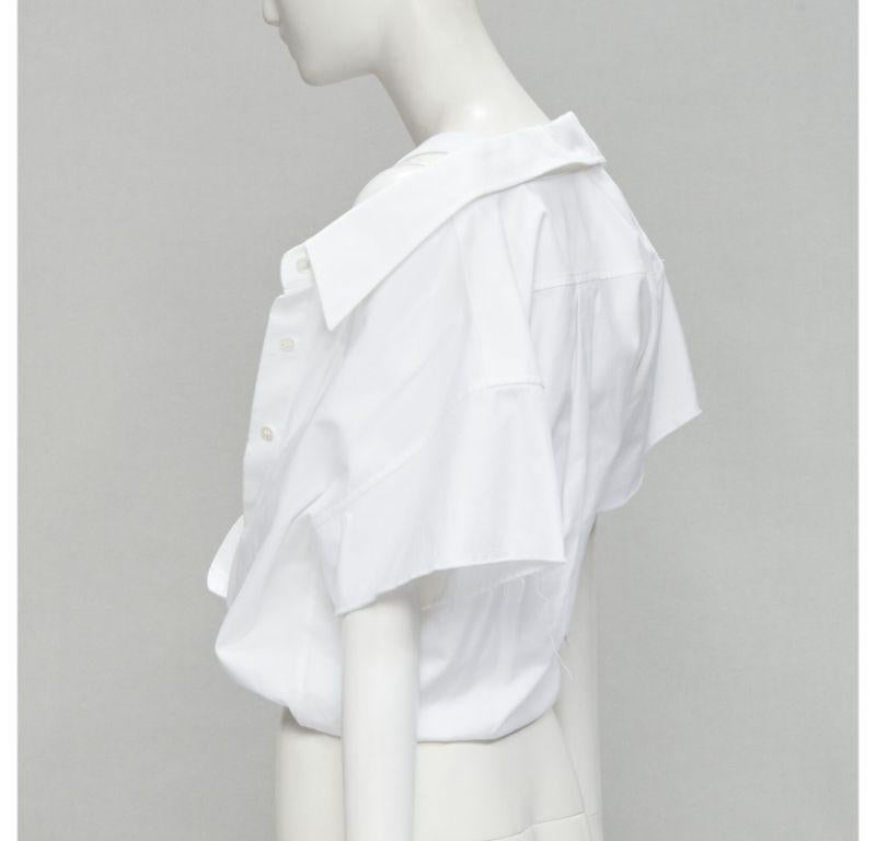ALEXANDER WANG white illusion ribbed tank top wrap oversized shirt layered top S For Sale 2