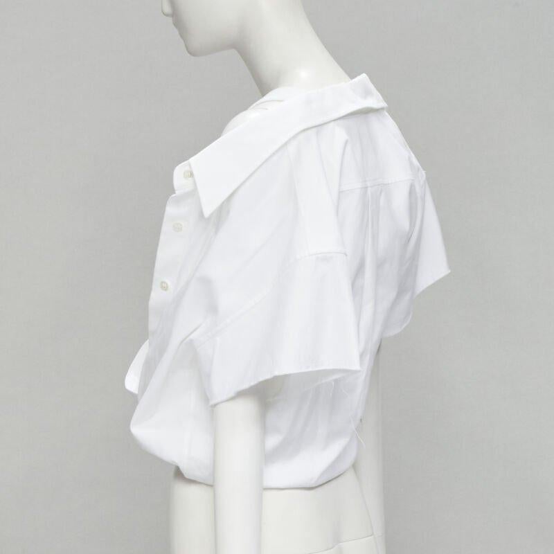 ALEXANDER WANG white illusion ribbed tank top wrap oversized shirt layered top S For Sale 1