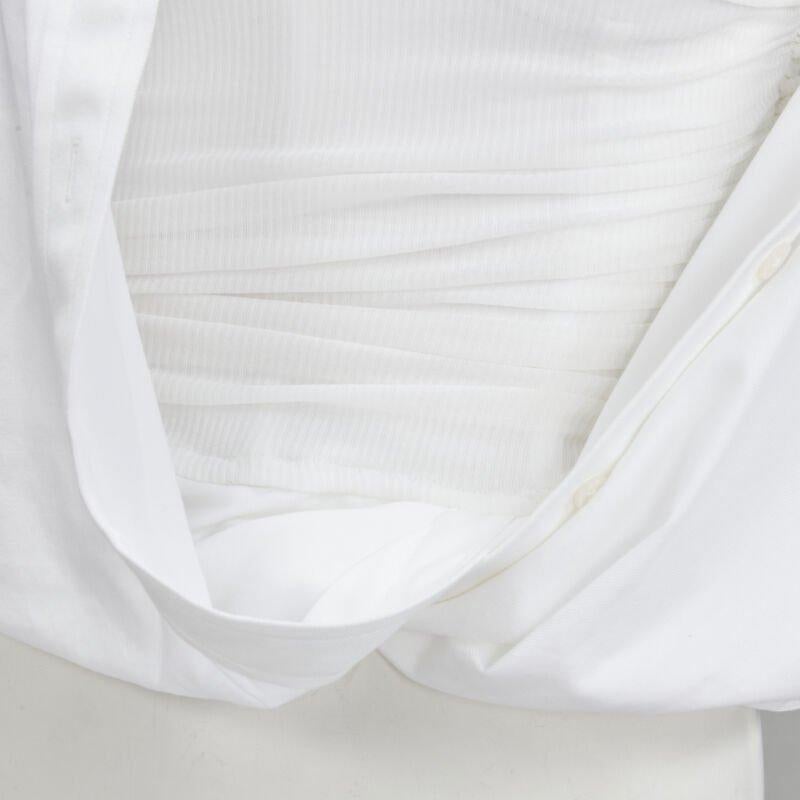 ALEXANDER WANG white illusion ribbed tank top wrap oversized shirt layered top S For Sale 2