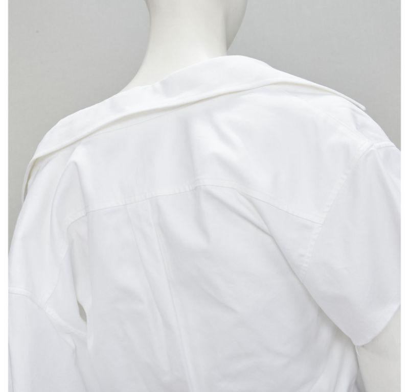 ALEXANDER WANG white illusion ribbed tank top wrap oversized shirt layered top S For Sale 4