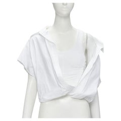 ALEXANDER WANG white illusion ribbed tank top wrap oversized shirt layered top S