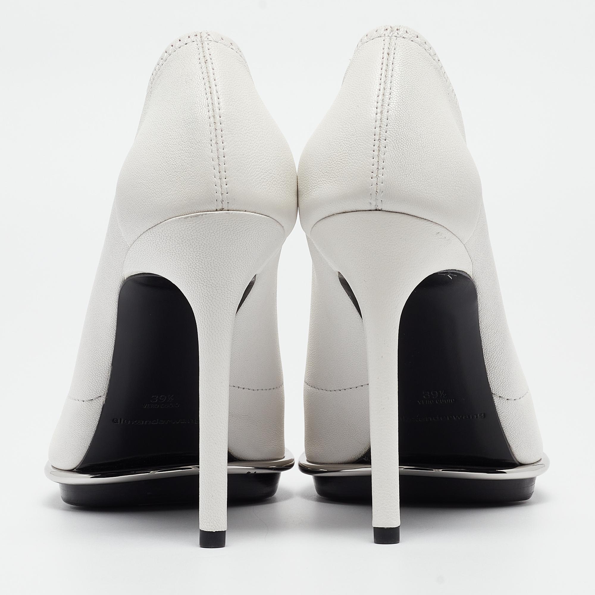 Women's Alexander Wang White Leather Cara Booties Size 39.5