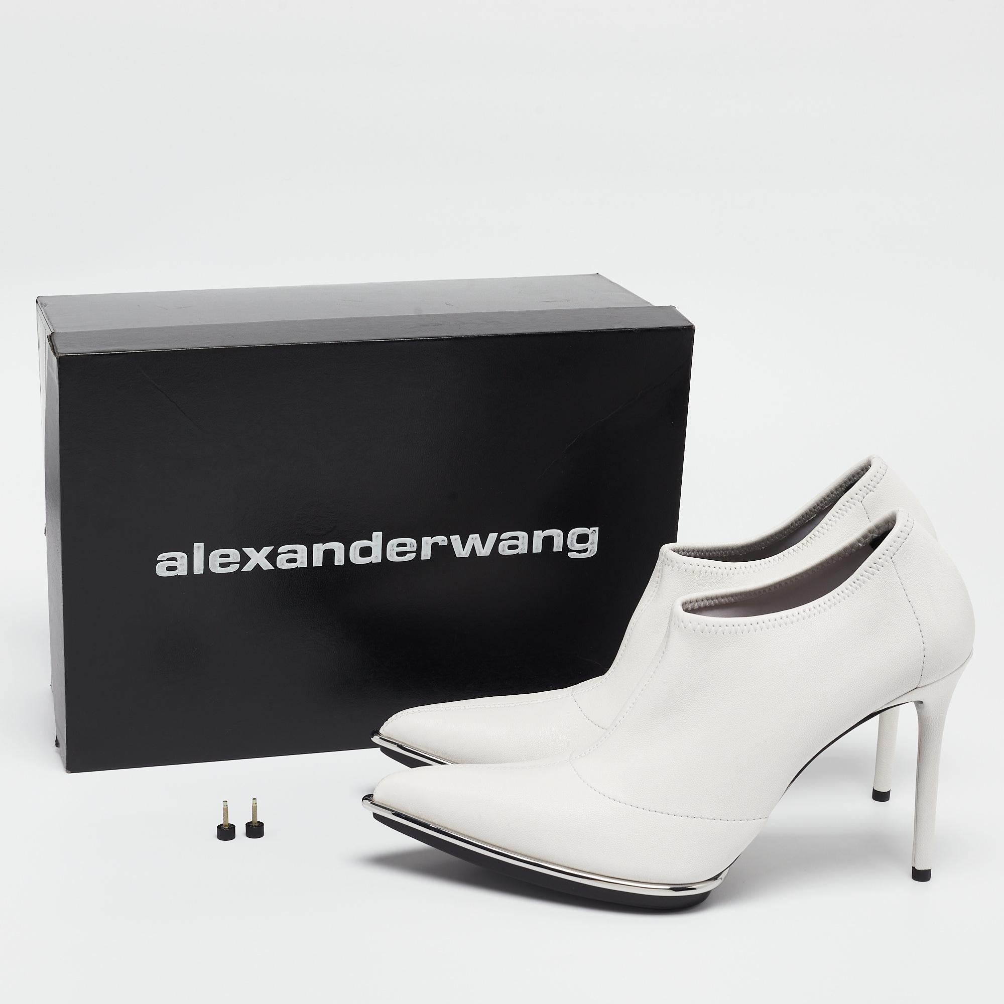 Alexander Wang White Leather Cara Booties Size 39.5 4