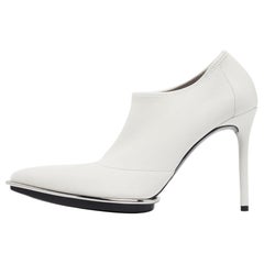 Used Alexander Wang White Leather Cara Booties Size 39.5