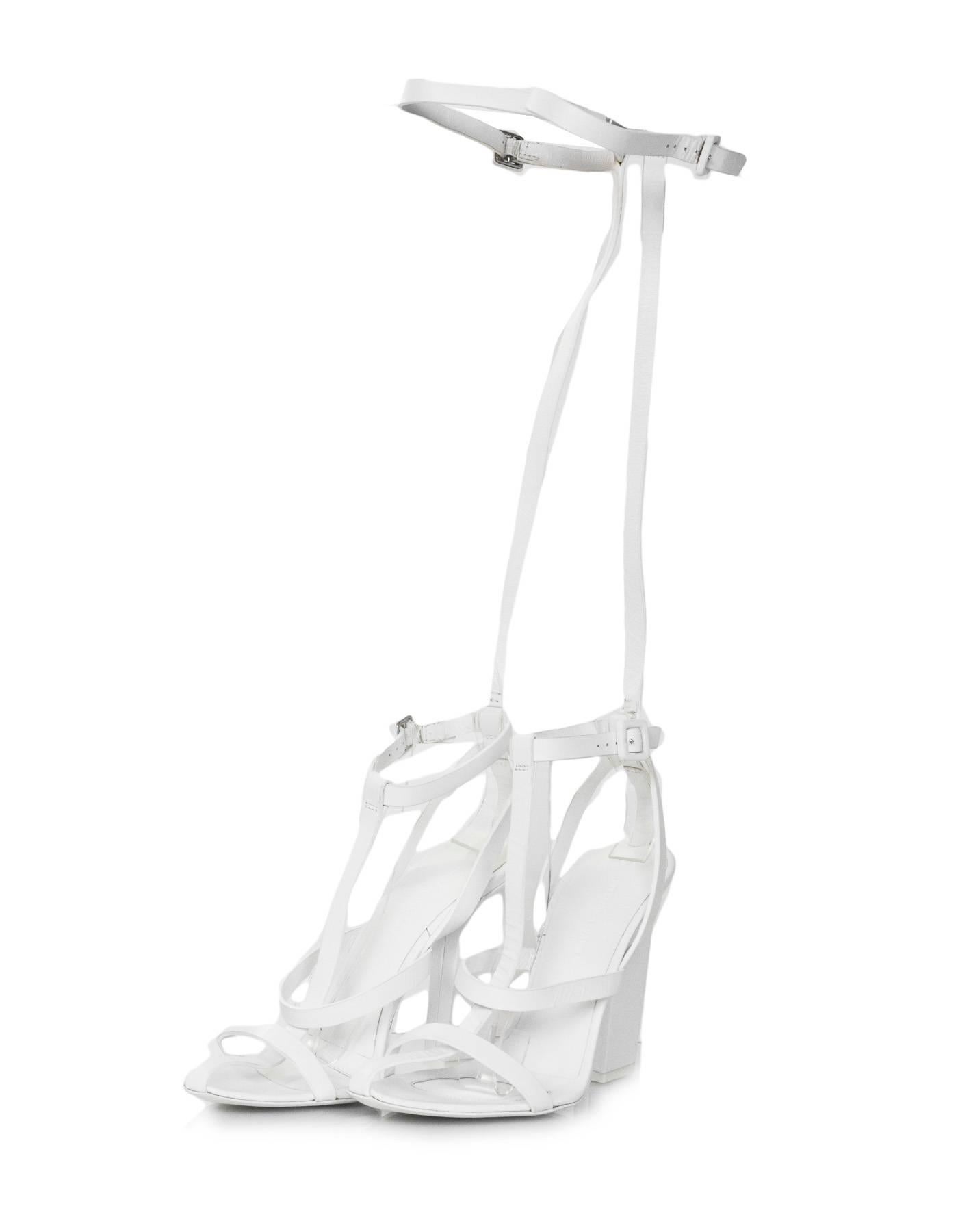 Gray Alexander Wang White Leather Strappy Sandals Sz 36.5 with DB