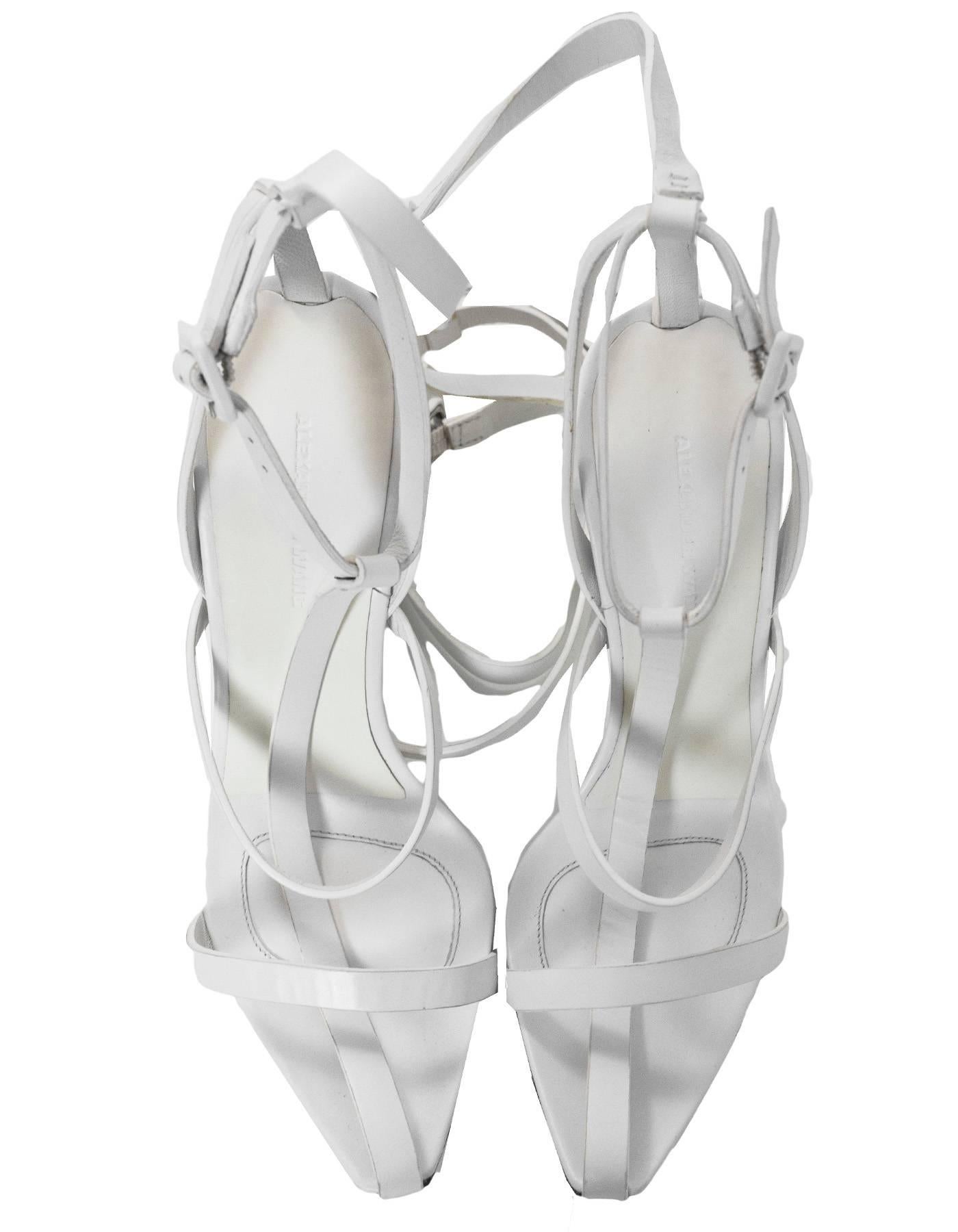 Alexander Wang White Leather Strappy Sandals Sz 36.5 with DB In Excellent Condition In New York, NY