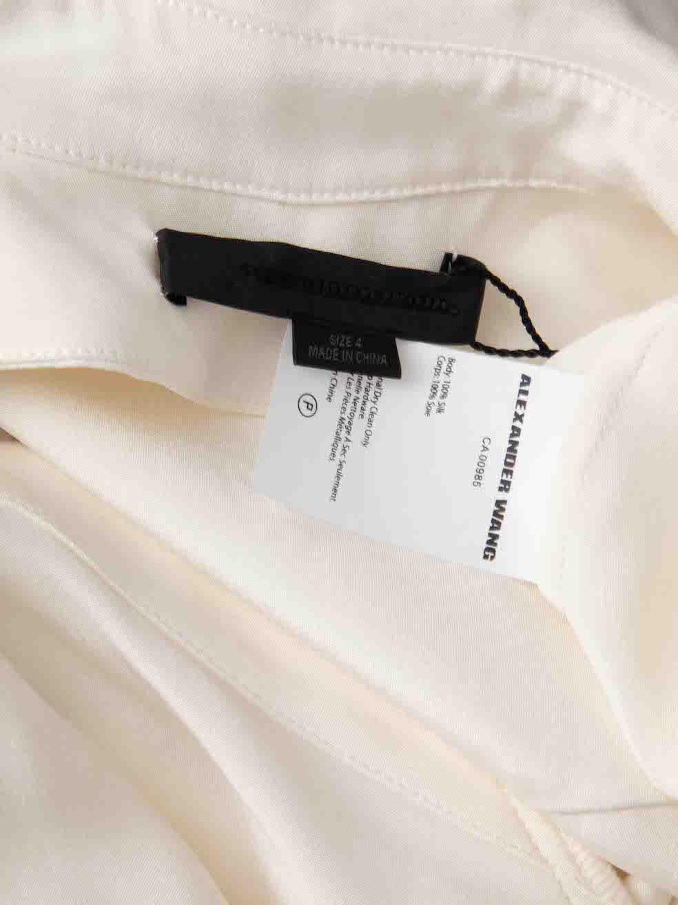 Alexander Wang White Silk Buttoned Collar Shirt Size S For Sale 2