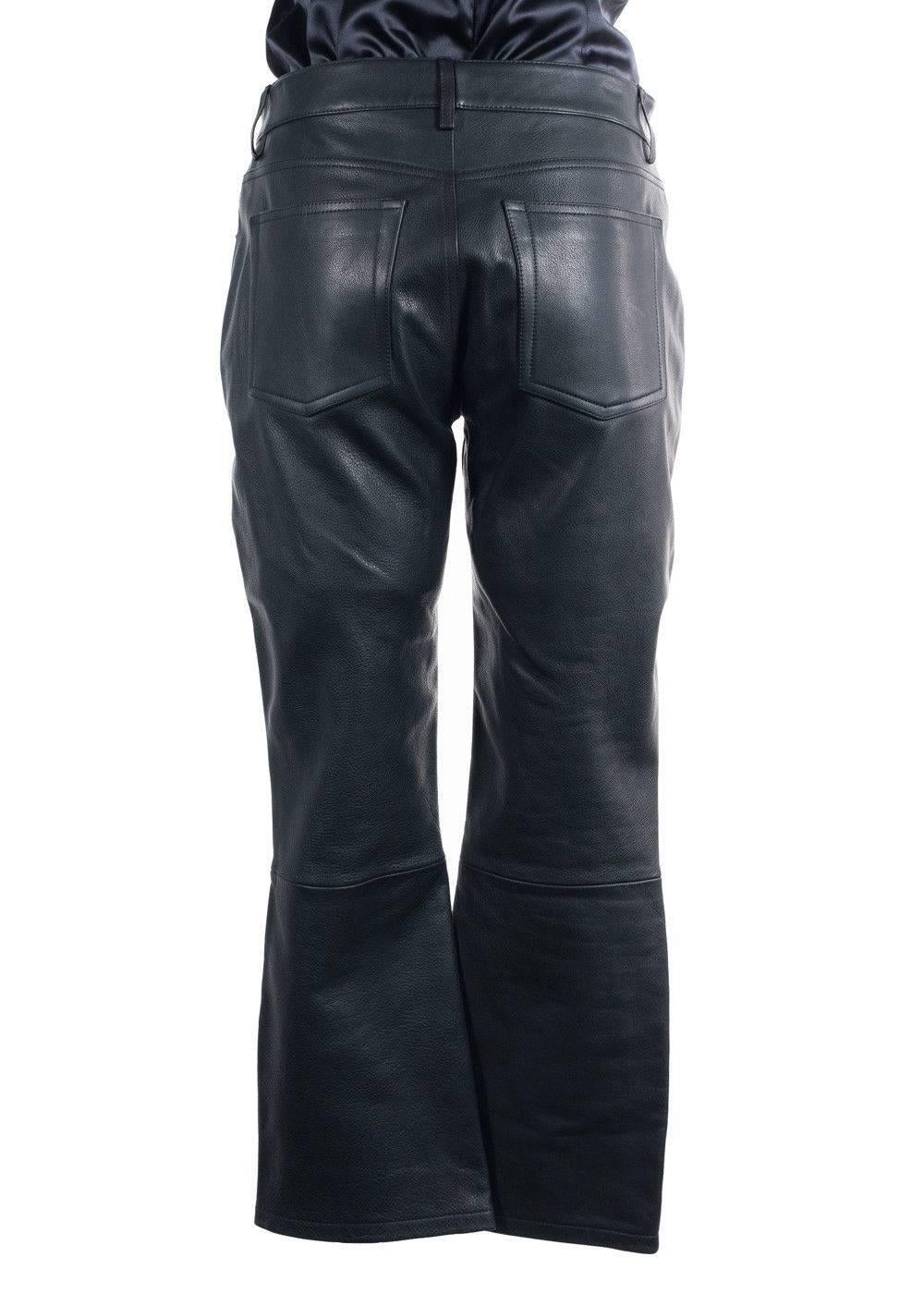 Alexander Wang Women's Black Leather Cropped Bikers Trousers  In New Condition In Brooklyn, NY