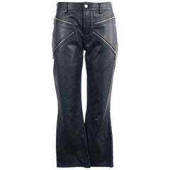 Alexander Wang Women's Black Leather Cropped Bikers Trousers