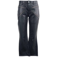 Alexander Wang Women's Black Leather Cropped Bikers Trousers 