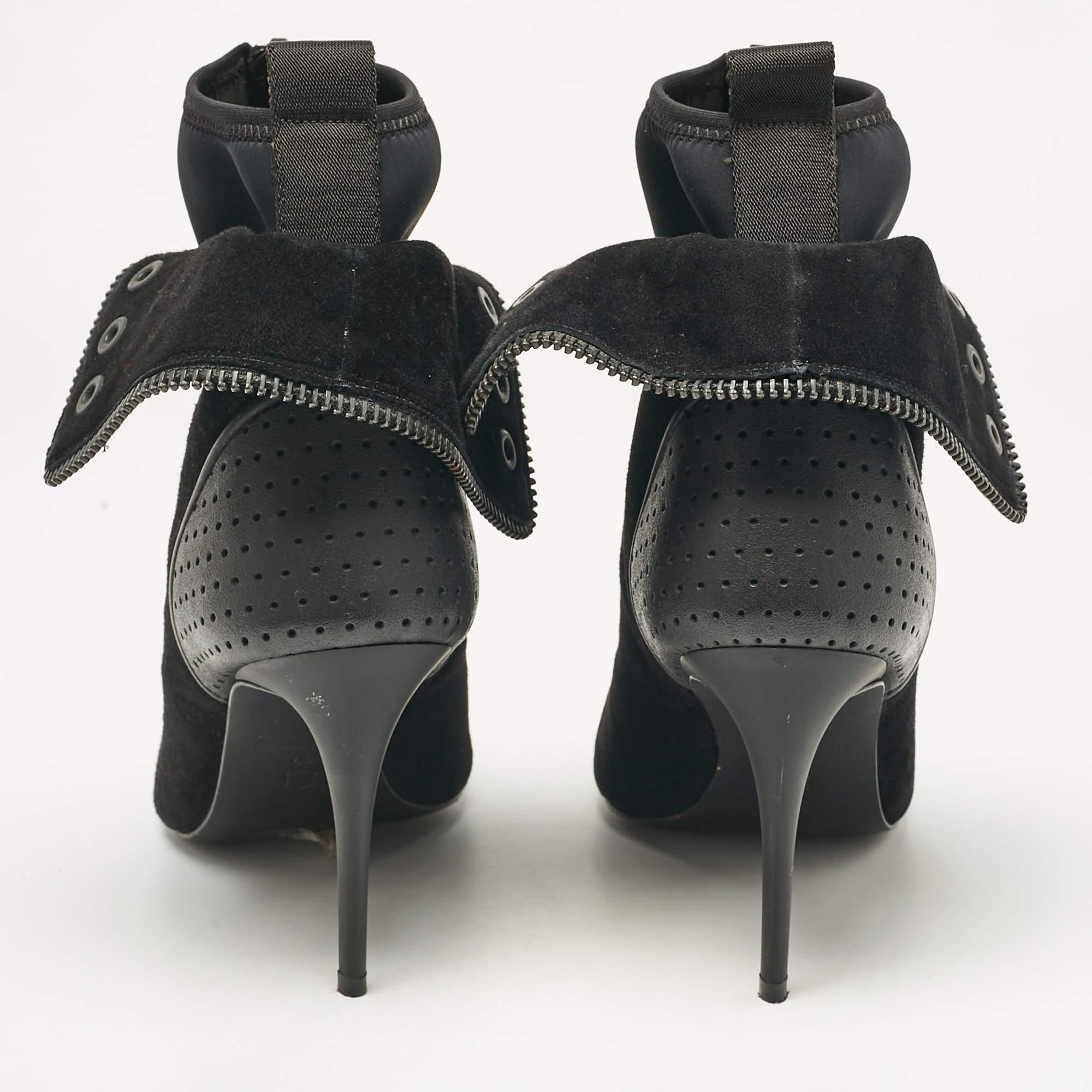 Alexander Wang x H&M Black Leather and Suede Scuba Ankle Length Boots 39 1