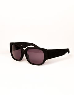 Alexander Wang X Linda Schmale geschwungene Sonnenbrille aus schwarzem Wildleder