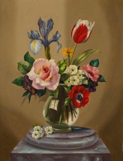 Alexander Wilson - 20th Century Oil, Roses and Parrot Tulips