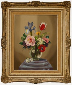 Alexander Wilson - 20th Century Oil, Roses and Parrot Tulips