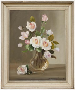 Alexander Wilson - Gerahmtes Öl aus der Mitte des 20. Jahrhunderts, Vase mit Rosen