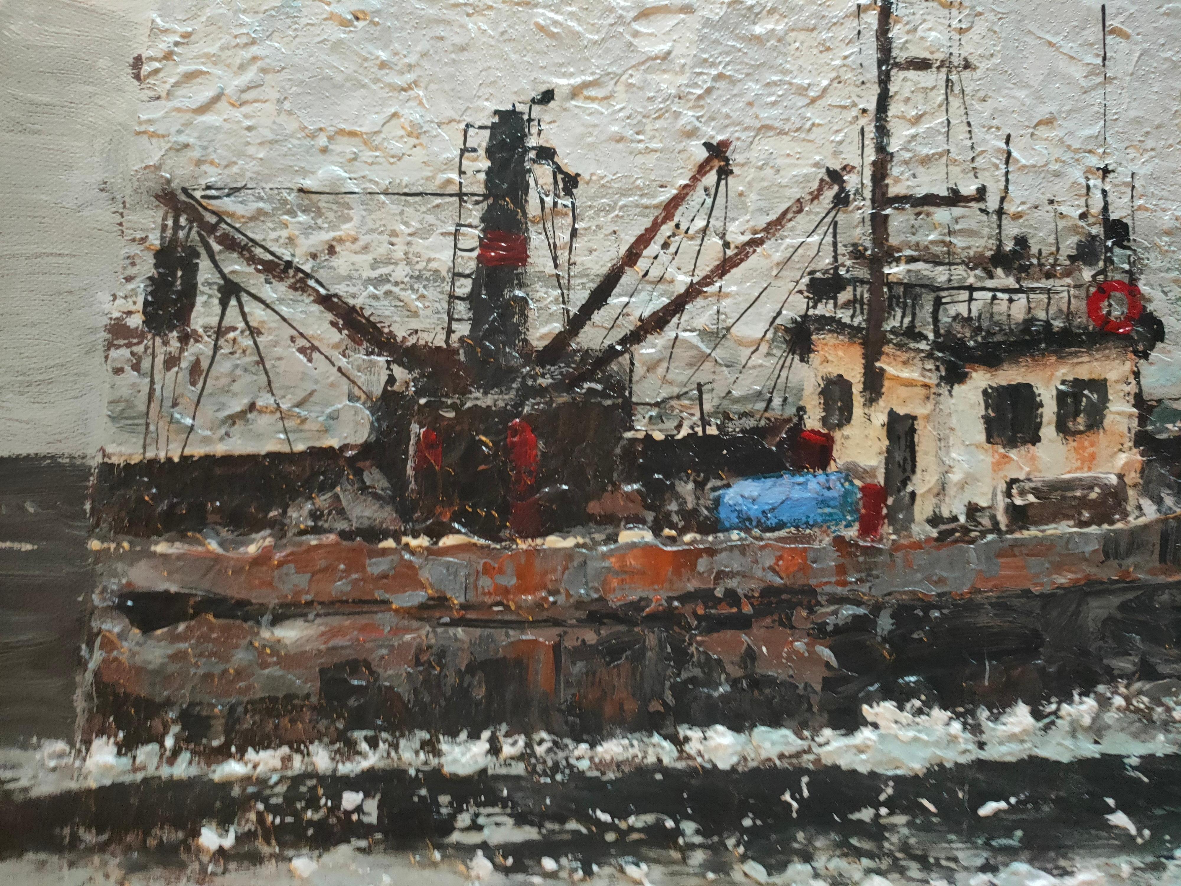 A sailor's dream Ship at sea Texture Acrylic Painting by Alexander Zhilyaev 2
