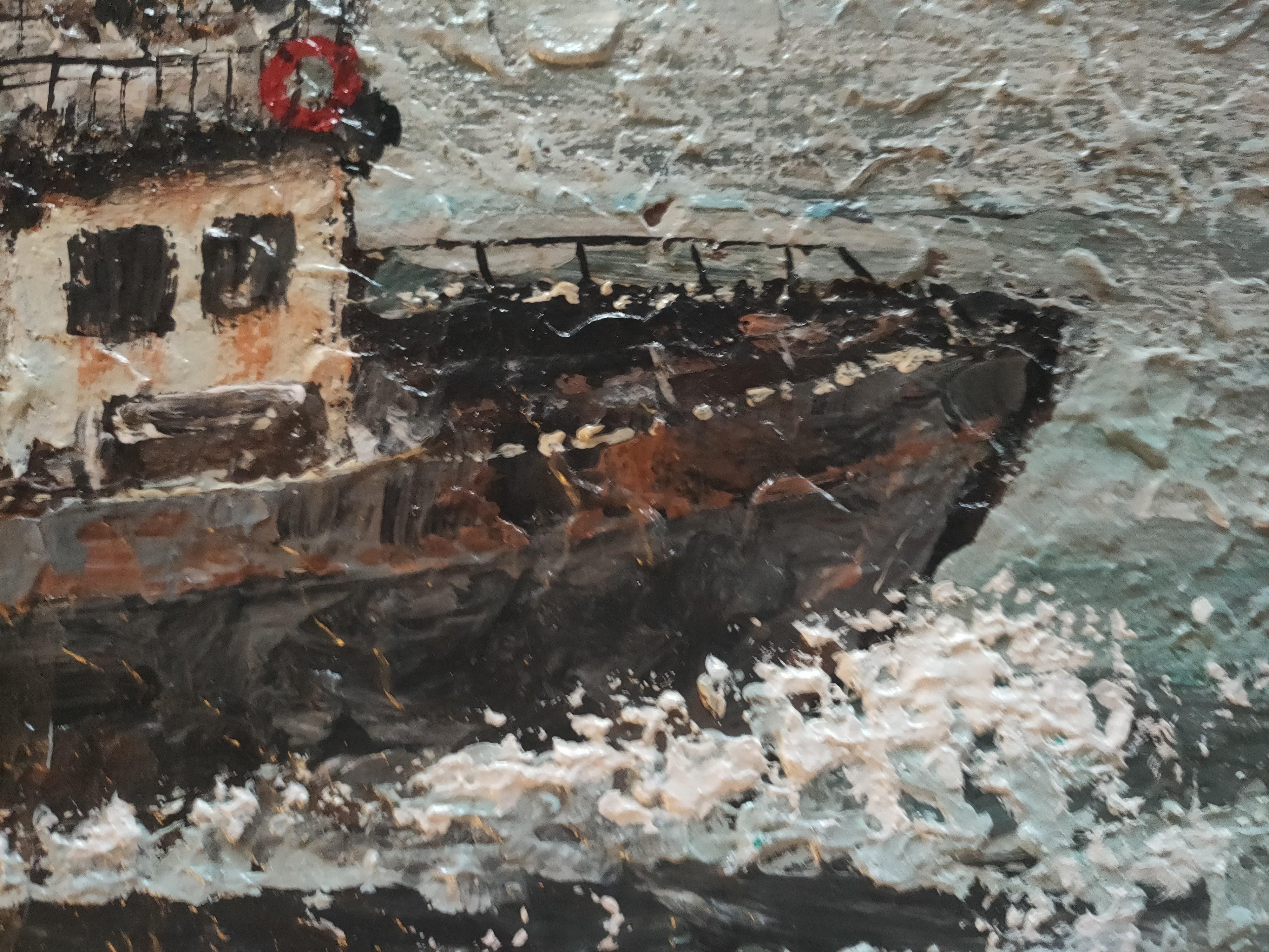 A sailor's dream Ship at sea Texture Acrylic Painting by Alexander Zhilyaev 4