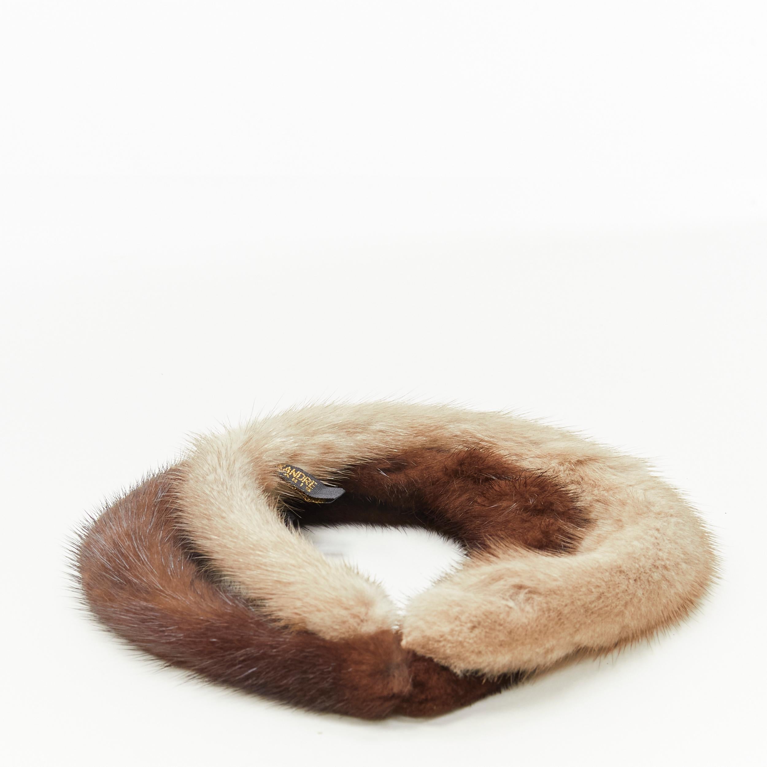 ALEXANDER ZOUARI 2X brown natural grey mink fur headband In Excellent Condition For Sale In Hong Kong, NT