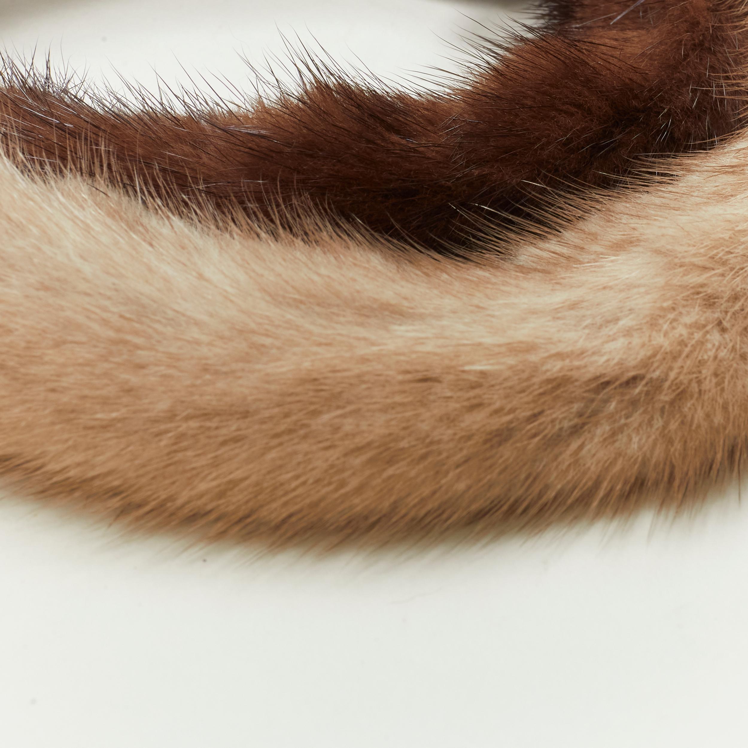 Women's ALEXANDER ZOUARI 2X brown natural grey mink fur headband For Sale