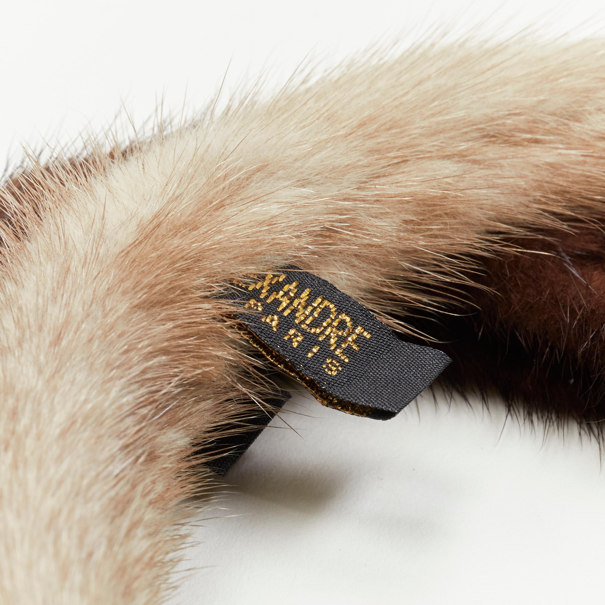 ALEXANDER ZOUARI 2X brown natural grey mink fur headband For Sale 1