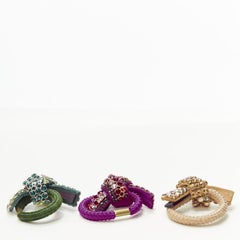 ALEXANDER ZOUARI 3X lazo nudo azul verde oro cristal strass joya  corbata