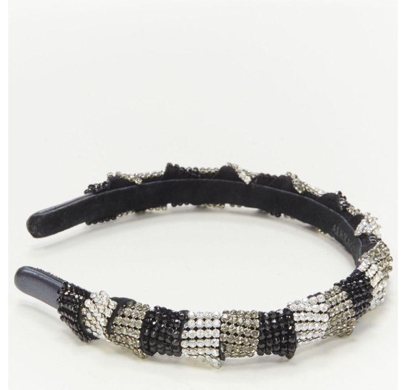 Black ALEXANDER ZOUARI black silver crystal encrusted headband For Sale
