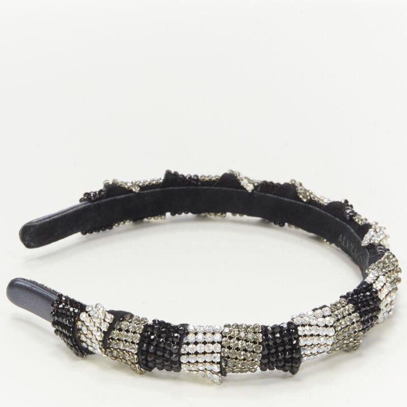 Black ALEXANDER ZOUARI black silver crystal encrusted headband For Sale