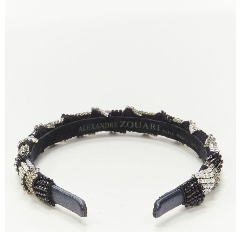 ALEXANDER ZOUARI black silver crystal encrusted headband In Excellent Condition For Sale In Hong Kong, NT