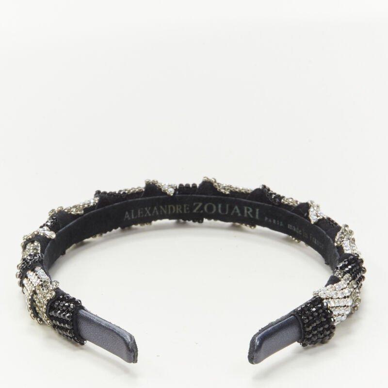 ALEXANDER ZOUARI black silver crystal encrusted headband In Excellent Condition For Sale In Hong Kong, NT