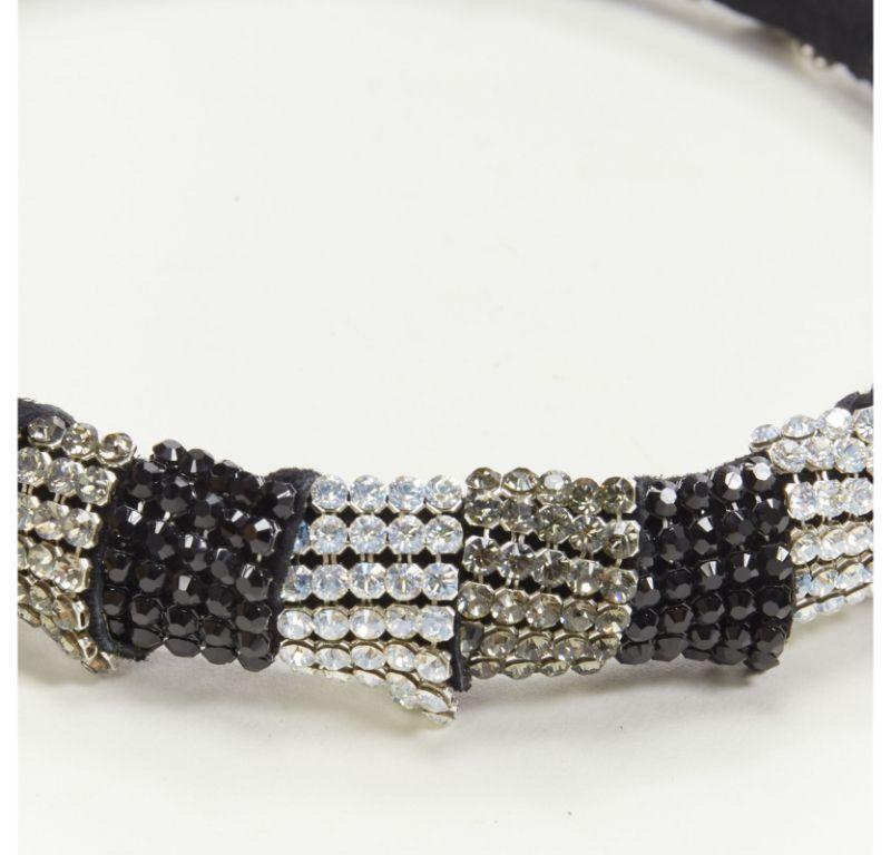 Women's ALEXANDER ZOUARI black silver crystal encrusted headband For Sale