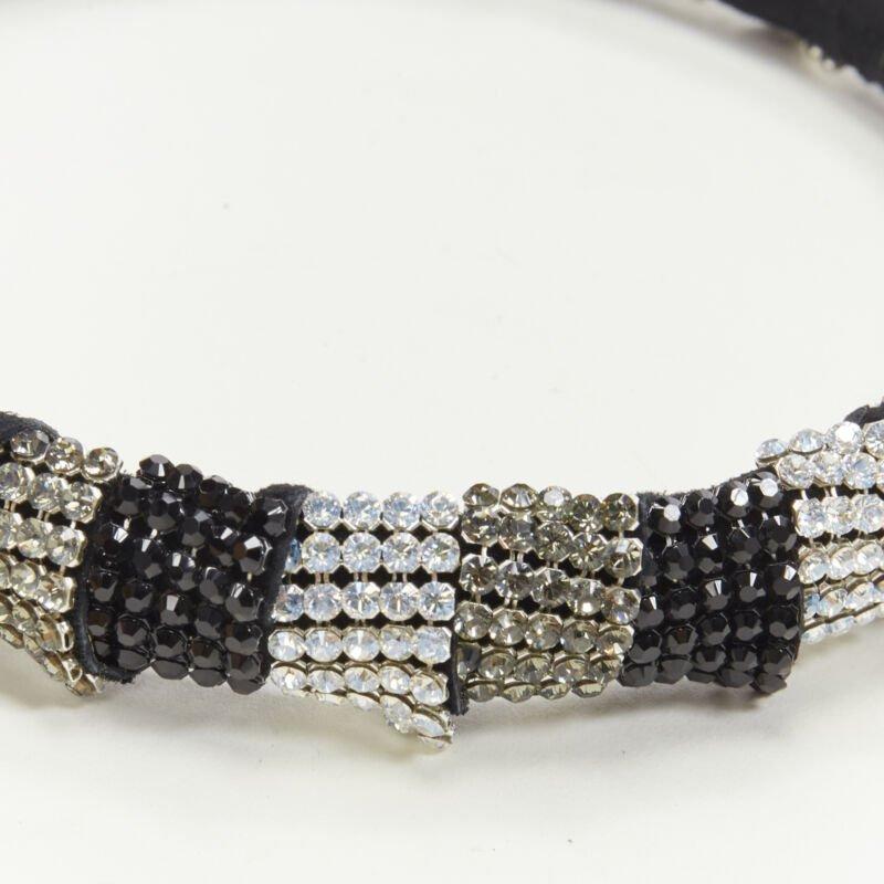 Women's ALEXANDER ZOUARI black silver crystal encrusted headband For Sale