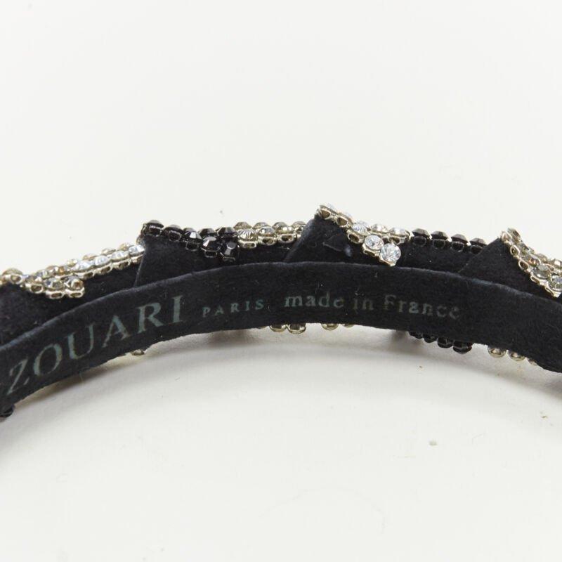 ALEXANDER ZOUARI black silver crystal encrusted headband For Sale 2