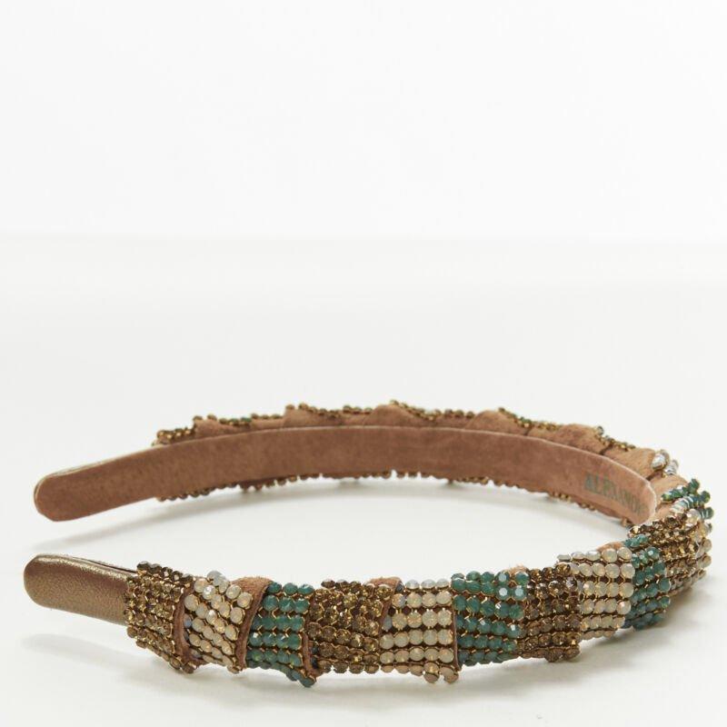 ALEXANDER ZOUARI fascia in pelle bronzo rame bianco verde con cristalli In condizioni ottime in vendita a Hong Kong, NT