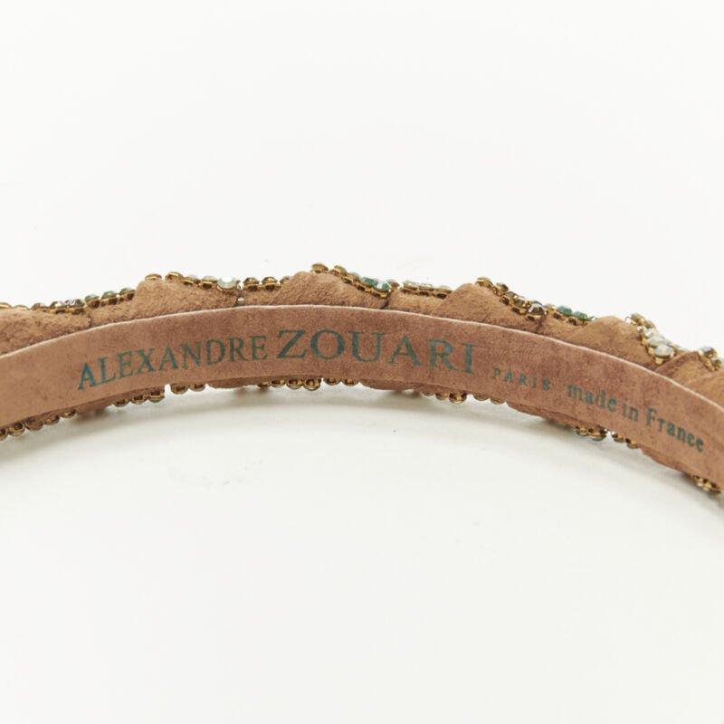 ALEXANDER ZOUARI fascia in pelle bronzo rame bianco verde con cristalli in vendita 1