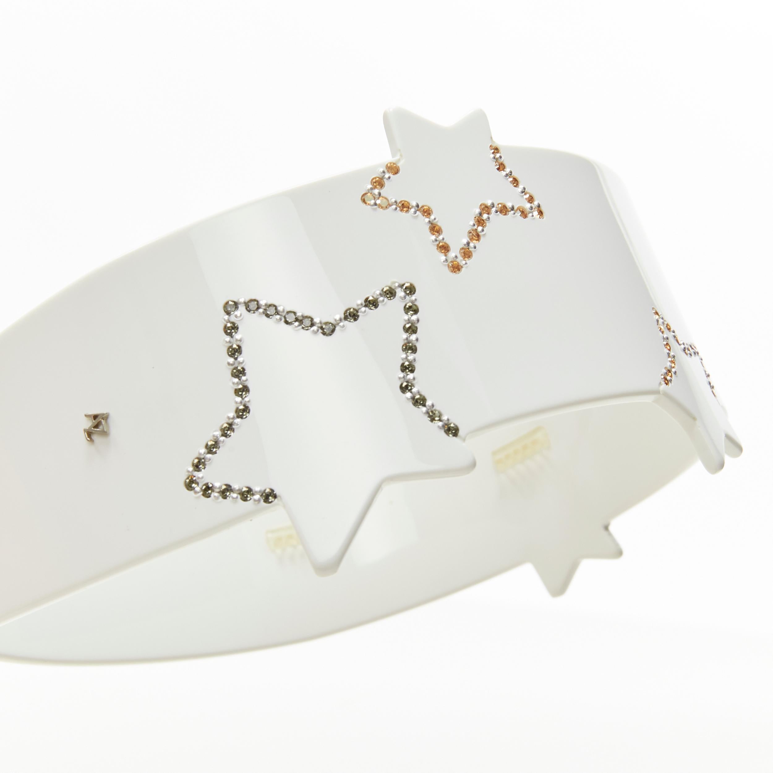 Women's ALEXANDER ZOUARI LOT OF 2 crystal  white star acrylic wide plain black headband For Sale