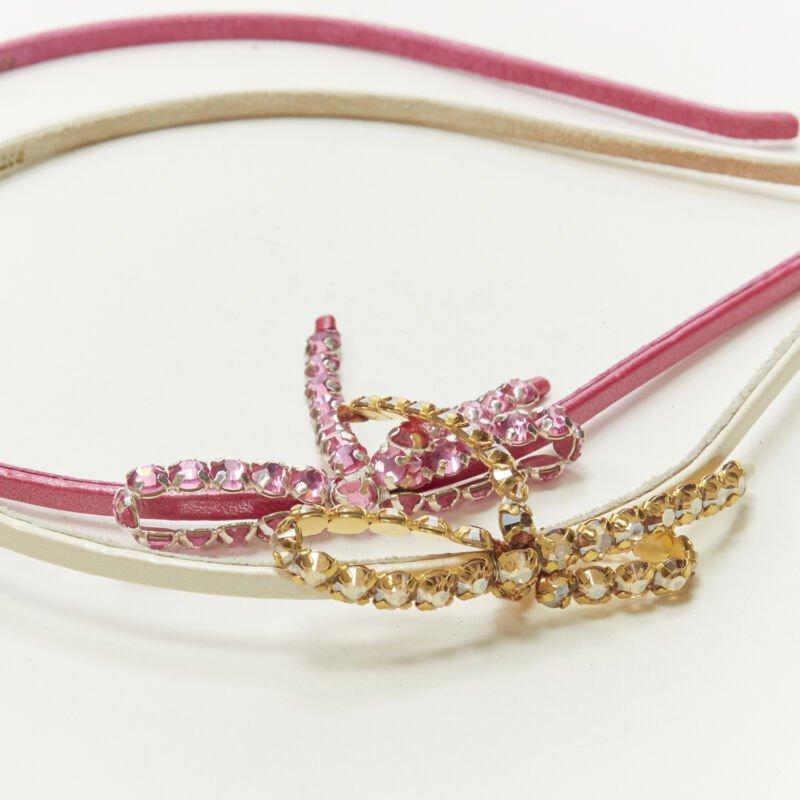 Beige ALEXANDER ZOUARI lot OF 2 Bracelet jonc nœud en cuir blanc et cristal en forme de ruban en vente