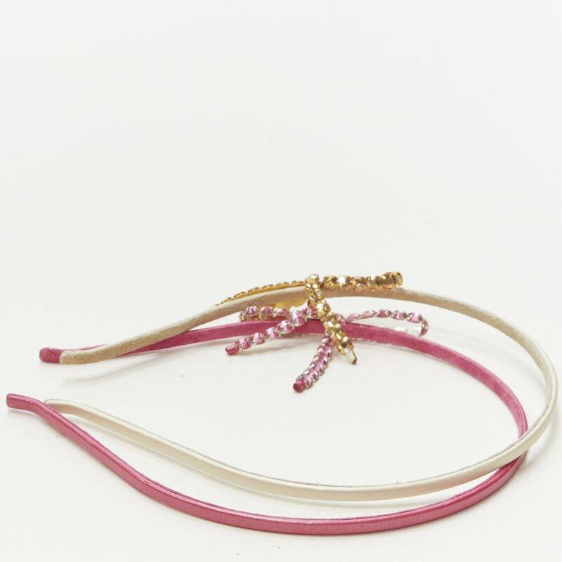 ALEXANDER ZOUARI lot OF 2 Bracelet jonc nœud en cuir blanc et cristal en forme de ruban Excellent état - En vente à Hong Kong, NT