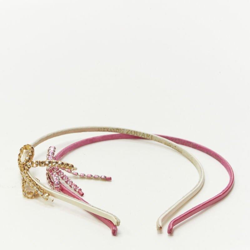 ALEXANDER ZOUARI lot OF 2 Bracelet jonc nœud en cuir blanc et cristal en forme de ruban Pour femmes en vente