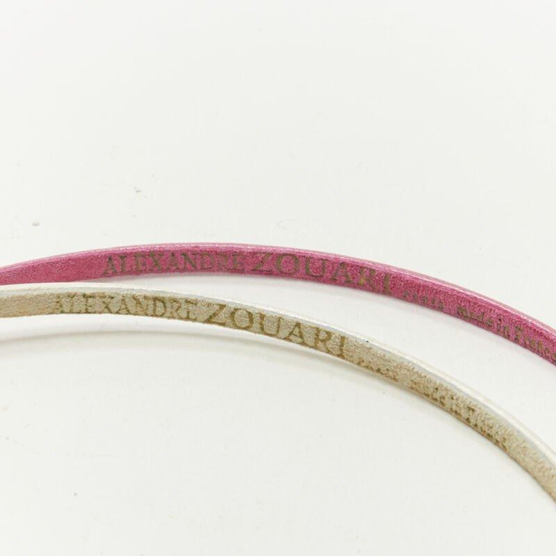ALEXANDER ZOUARI lot OF 2 Bracelet jonc nœud en cuir blanc et cristal en forme de ruban en vente 1