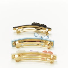 ALEXANDER ZOUARI LOT OF 3 mixed acrylic blue butterfly heart bow hair clip