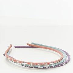 ALEXANDER ZOUARI LOT OF 3 pink teal purple suede crystal embellished headband