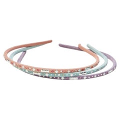 ALEXANDER ZOUARI LOT OF 3 pink teal purple suede crystal embellished headband