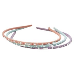 ALEXANDER ZOUARI LOT OF 3 pink teal purple suede crystal embellished headband