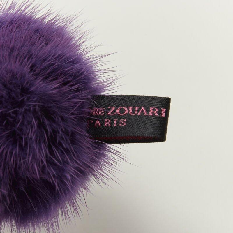 ALEXANDER ZOUARI purple fur crystal ring scrunchle hair tie In Excellent Condition For Sale In Hong Kong, NT