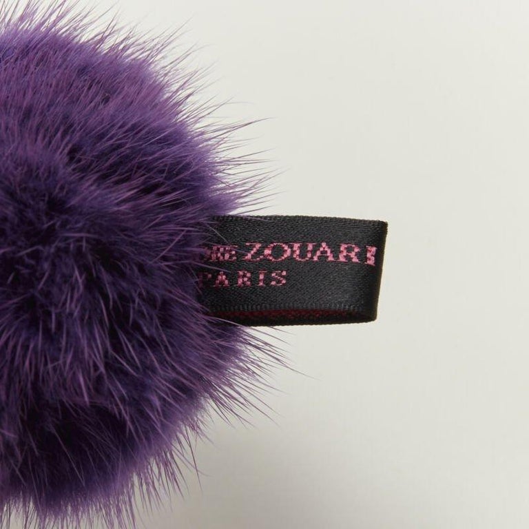 ALEXANDER ZOUARI purple fur crystal ring scrunchle hair tie  display picture 3